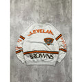 Vintage 1990 Cleveland Browns NFL AOP Spellout Graphic Sweatshirt Size Medium