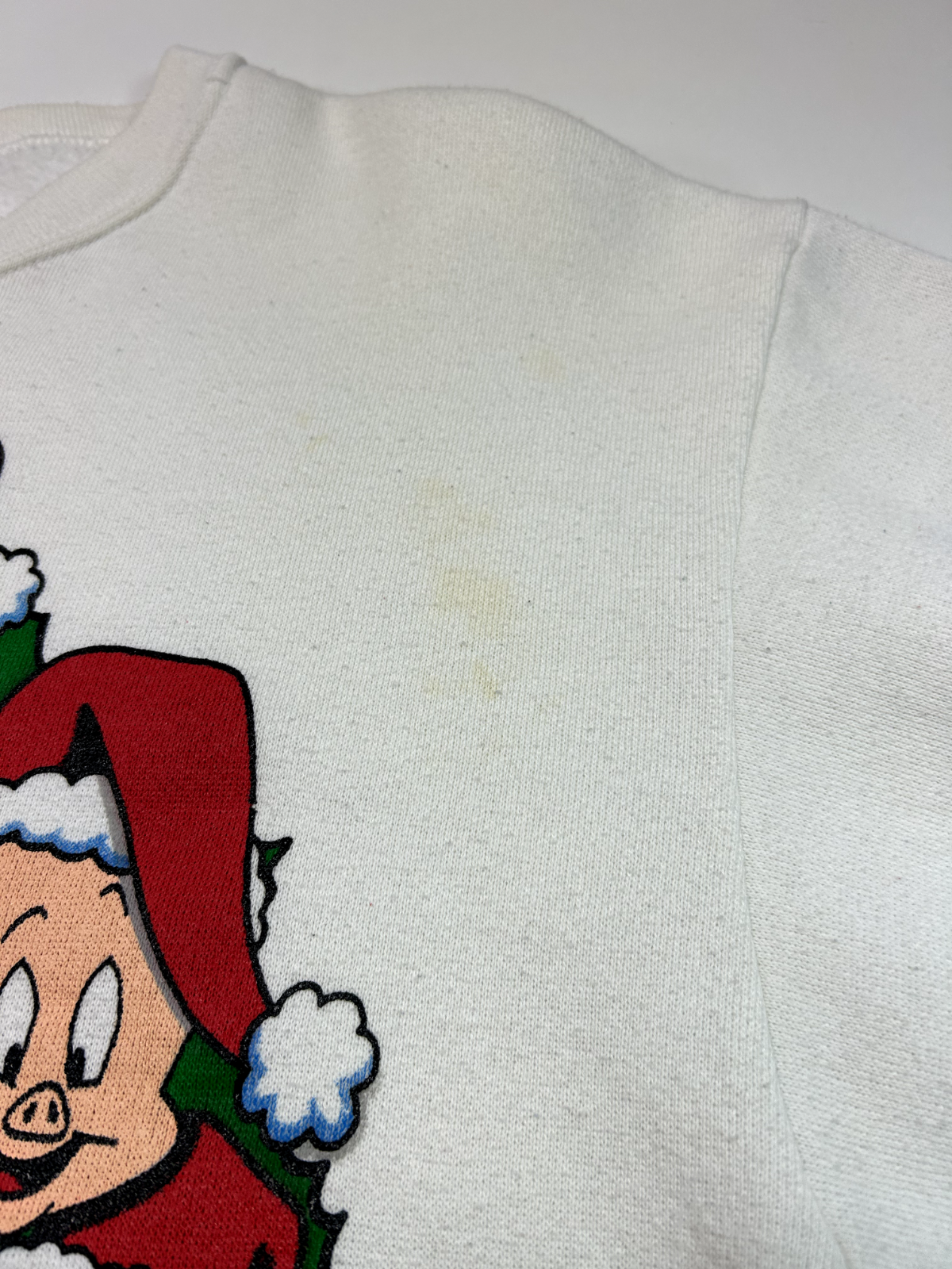 Vintage 1993 Looney Tunes Crew Christmas Graphic Sweatshirt Size XL White 90s