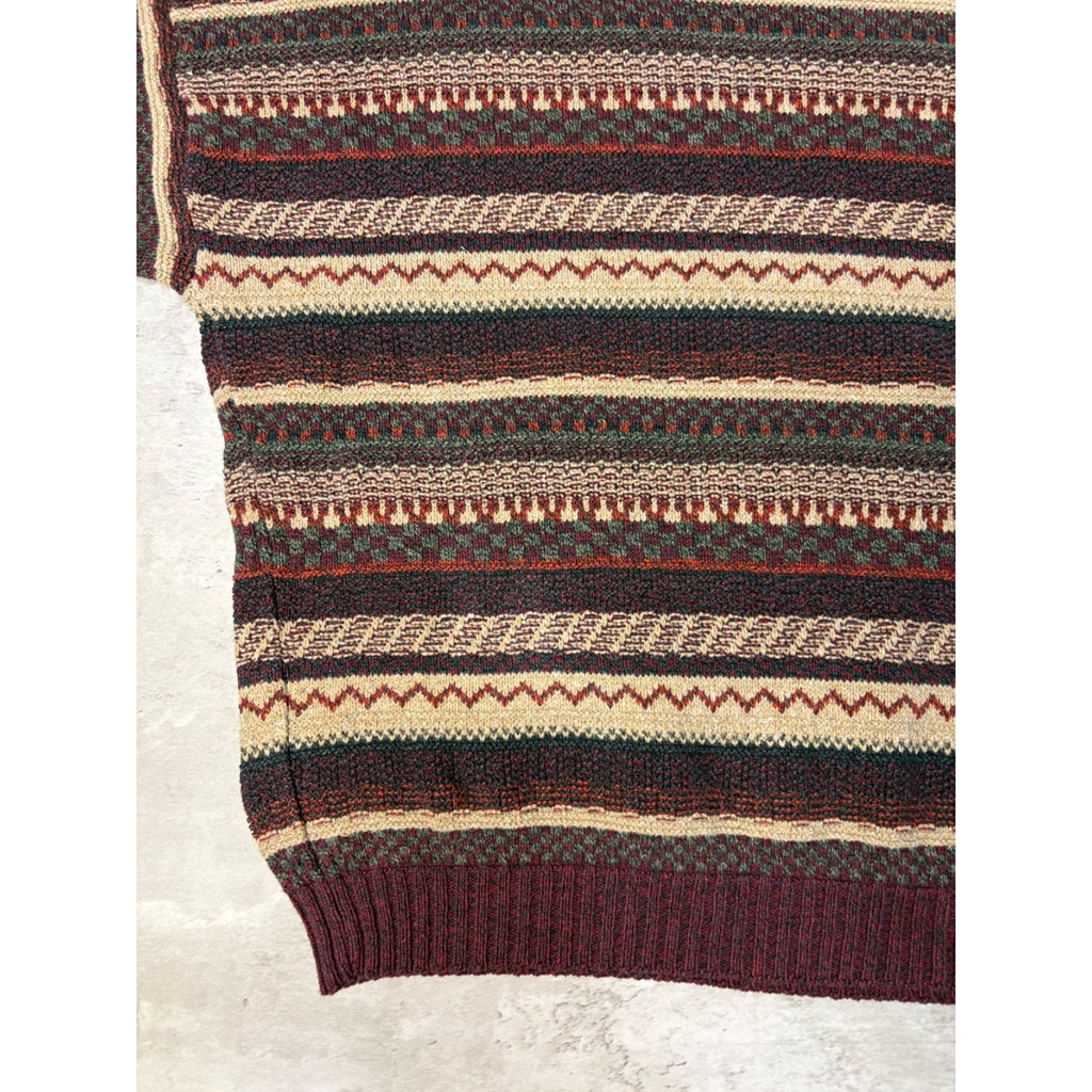 Vintage 90s St Johns Bay Abstract Striped Pullover Knit Sweater Size Large