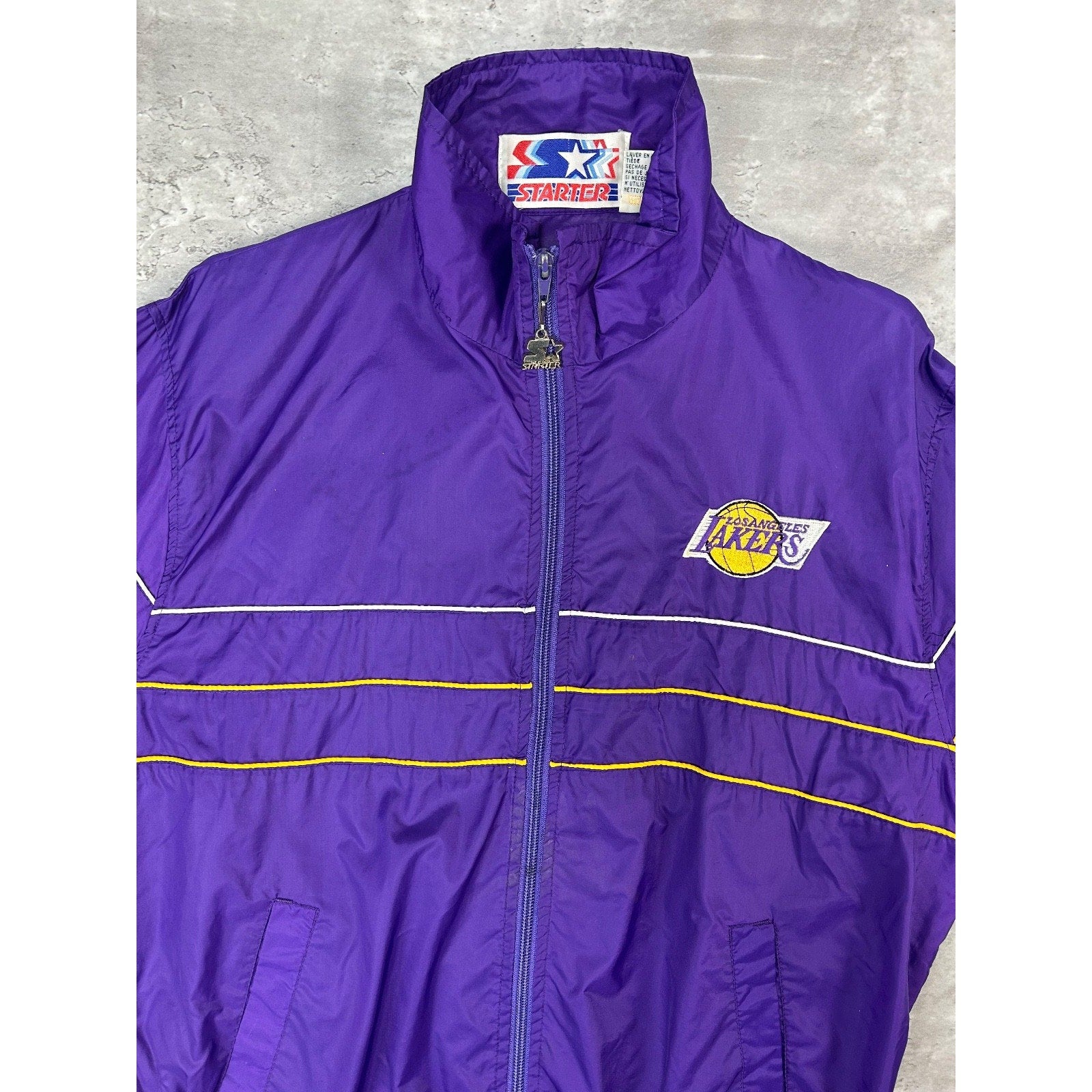 Vintage 80s Los Angeles Lakers NBA Nylon Starter Windbreaker Jacket Size Medium