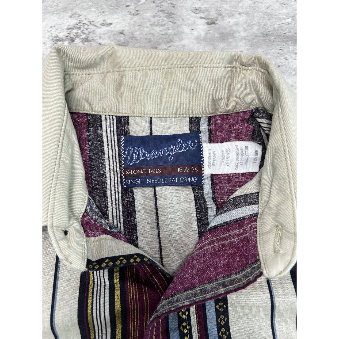 Vintage 80s Wrangler Pearl Snap Striped Long Sleeve Button Up Shirt Size XL