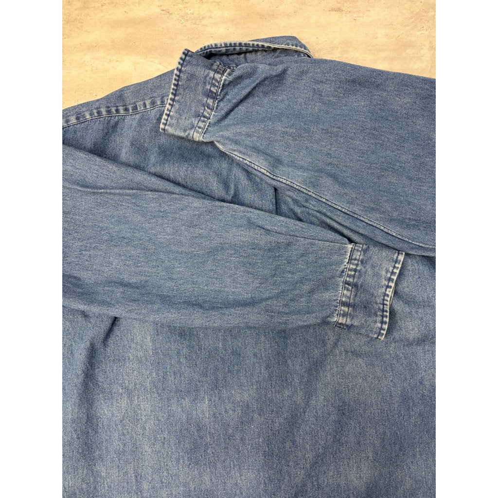 Vintage Polo Ralph Lauren Embroidered Pony Dark Wash Button Up Shirt Size XL