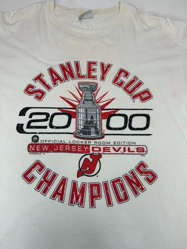 Vintage 2000 New Jersey Devils NHL Stanley Cup Champs Graphic T-Shirt Size XL