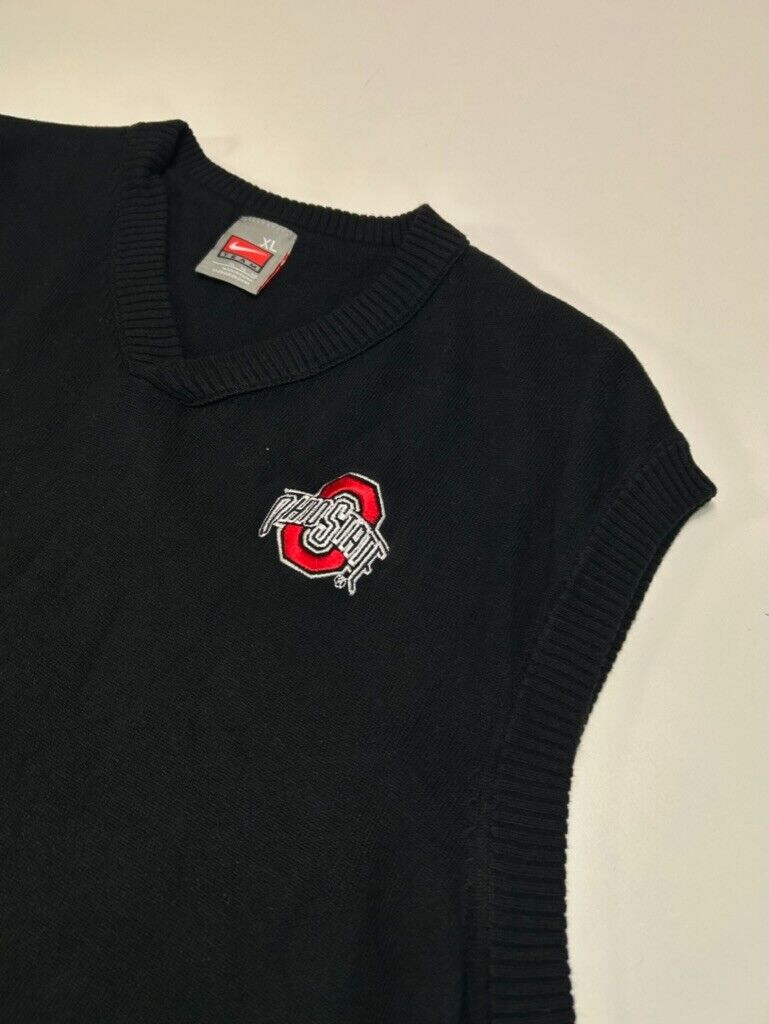 Vintage Ohio State Buckeyes NCAA Nike Embroidered Logo Vest Sweater Size XL