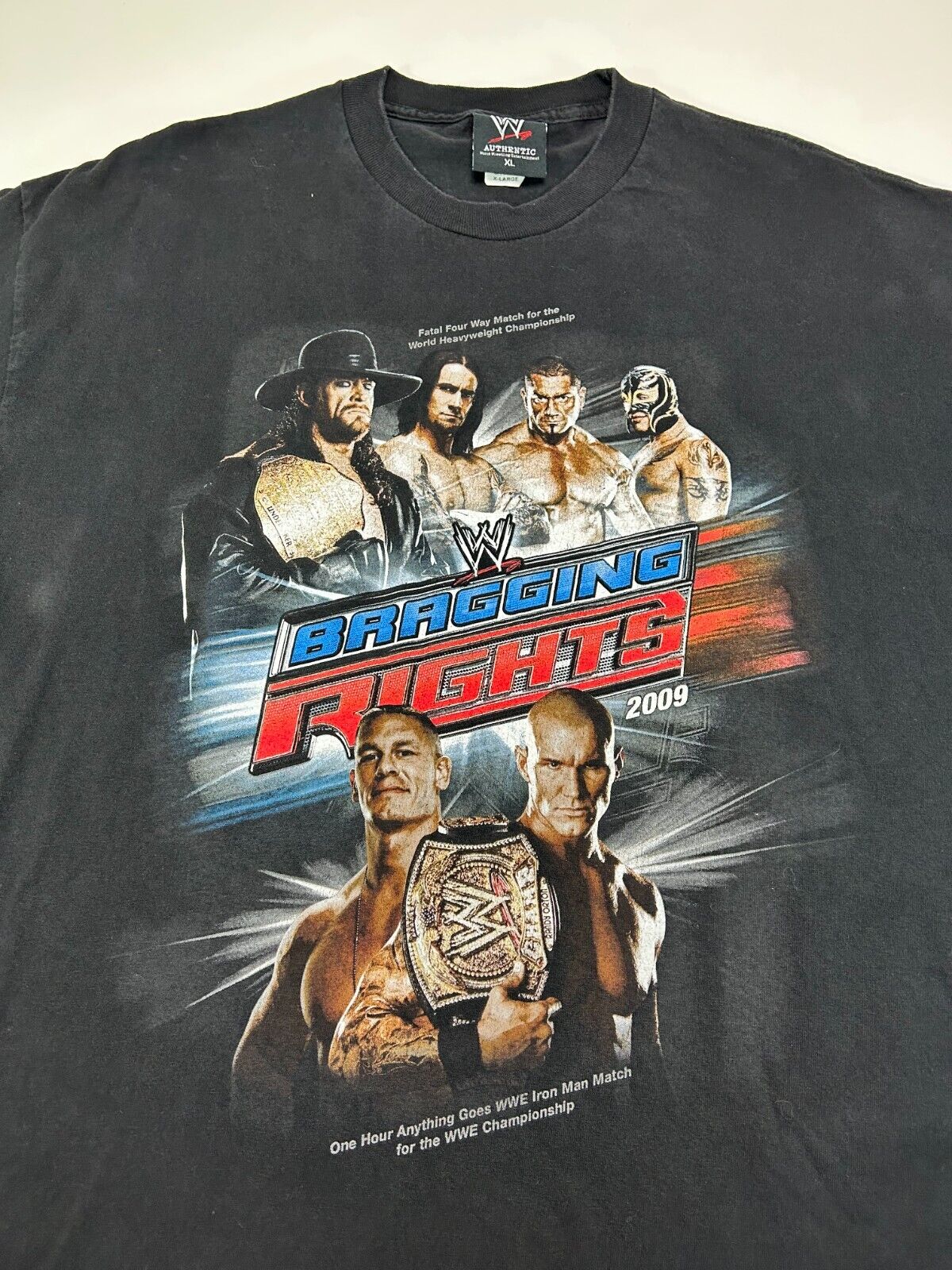 WWE Bragging Rights Wrestling Promo Wrestler Graphic T-Shirt Size XL Black