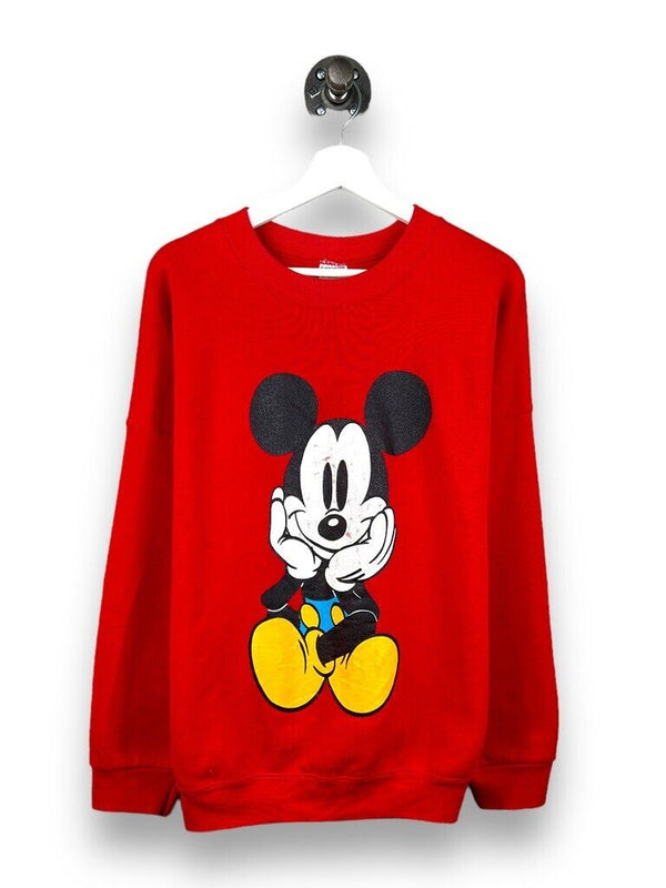 Vintage 90s Disney Mickey Mouse Front And Back Graphic Sweatshirt Size 2XL Red