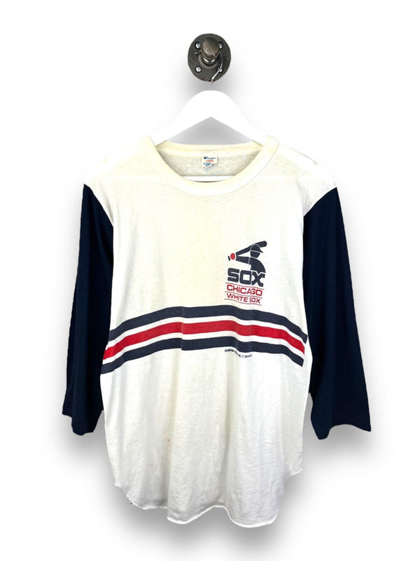 Vintage 1987 Champion Chicago White Sox Raglan Baseball T-Shirt Size Large 80s