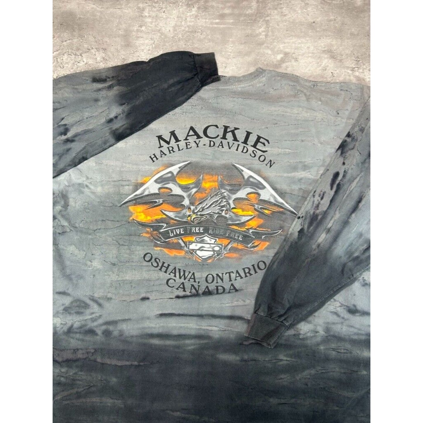 Vintage 90s Harley Davidson Motorcycles Gradient Tye Dye T-Shirt Size XXL