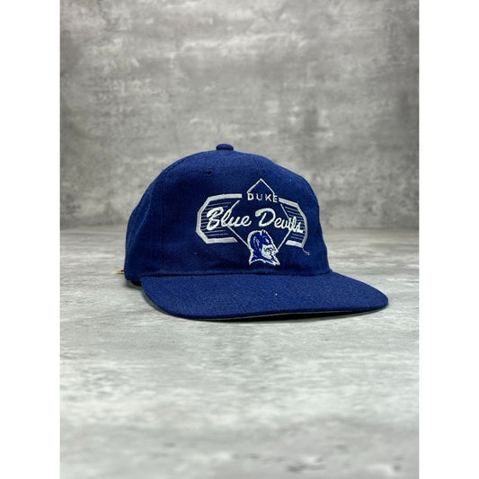 Vintage 90s Duke Blue Devils NCAA Embroidered Spellout Logo Snapback Hat OSFA