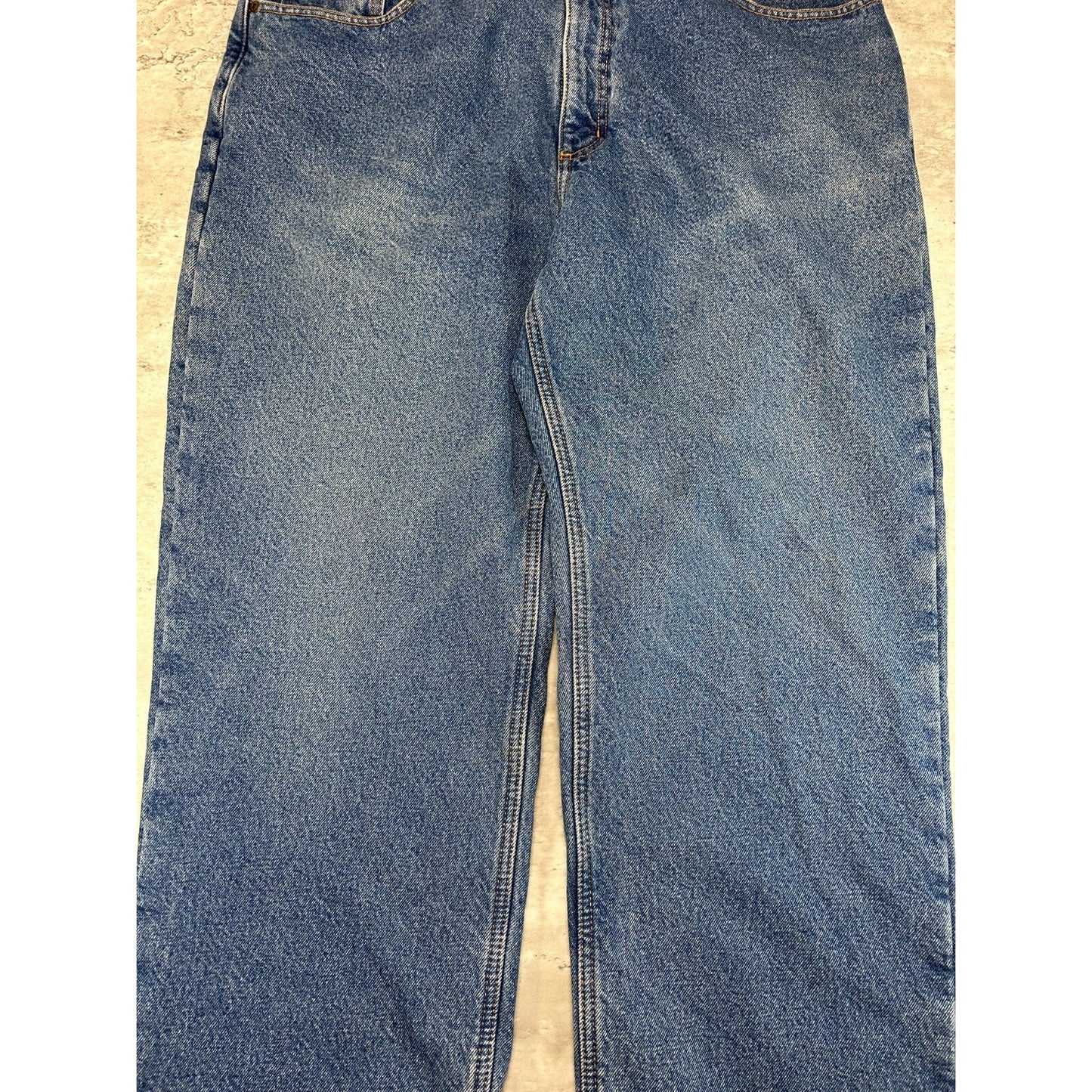 Vintage Carhartt Fleece Lined Canvas Workwear Medium Wash Denim Pants Size 40