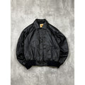 Vintage Hard Rock Cafe Embossed Sleeve Logo Leather Bomber Jacket Size Small