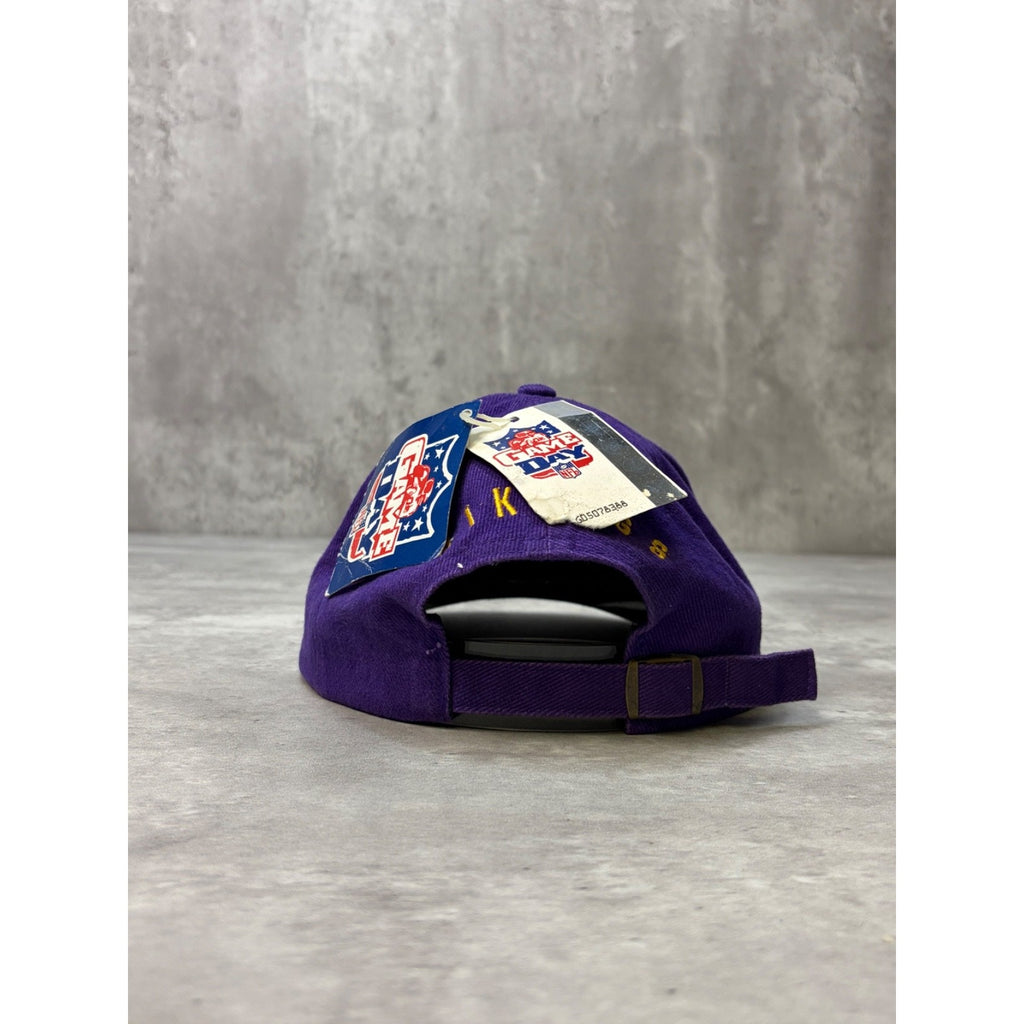 Vintage 90s Minnesota Vikings NFL Embroidered Spellout Strapback Hat OSFA