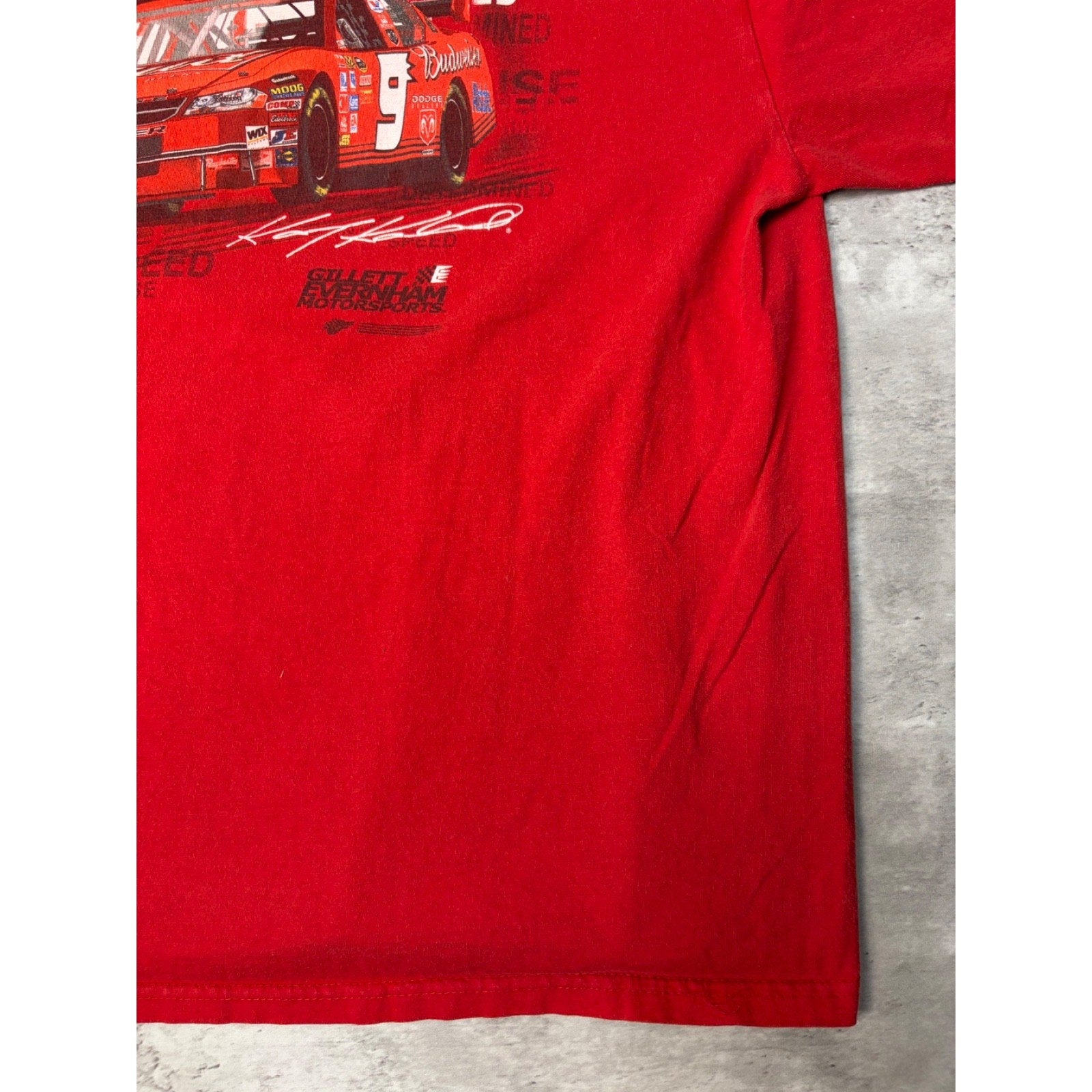 Vintage Kasey Kane #9 Nascar Bud Racing Graphic Spellout T-Shirt Size XL