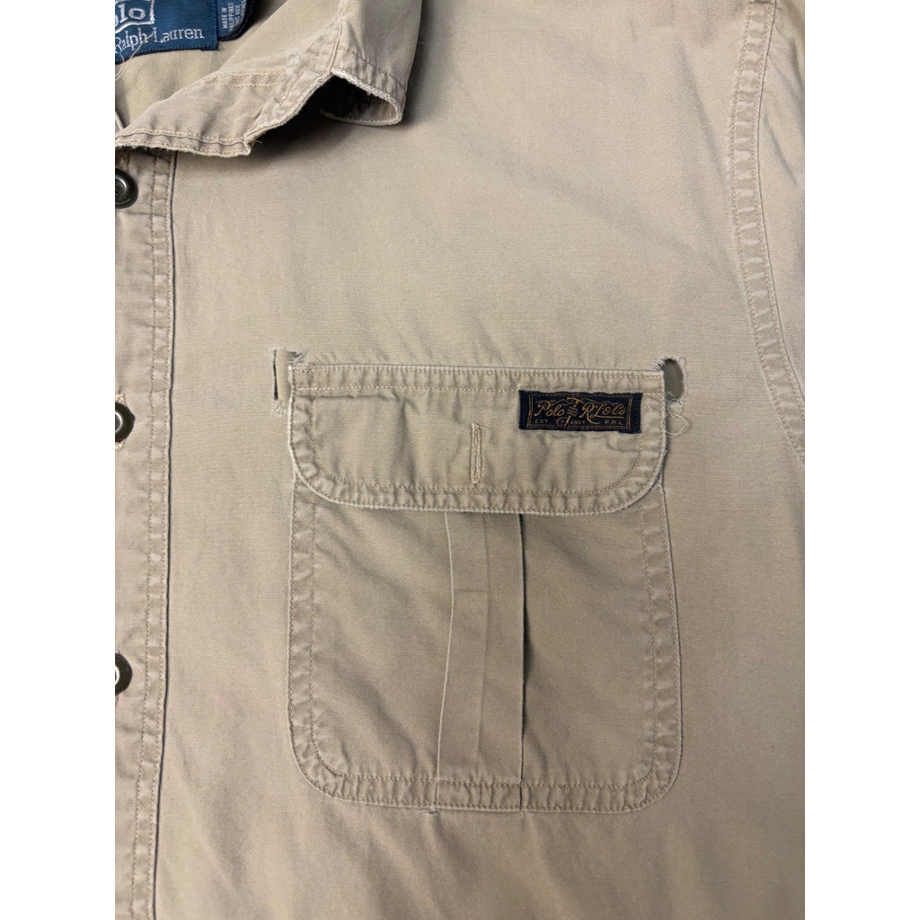 Vintage Polo Ralph Lauren Double Pocket Long Sleeve Button Up Shirt Size Large