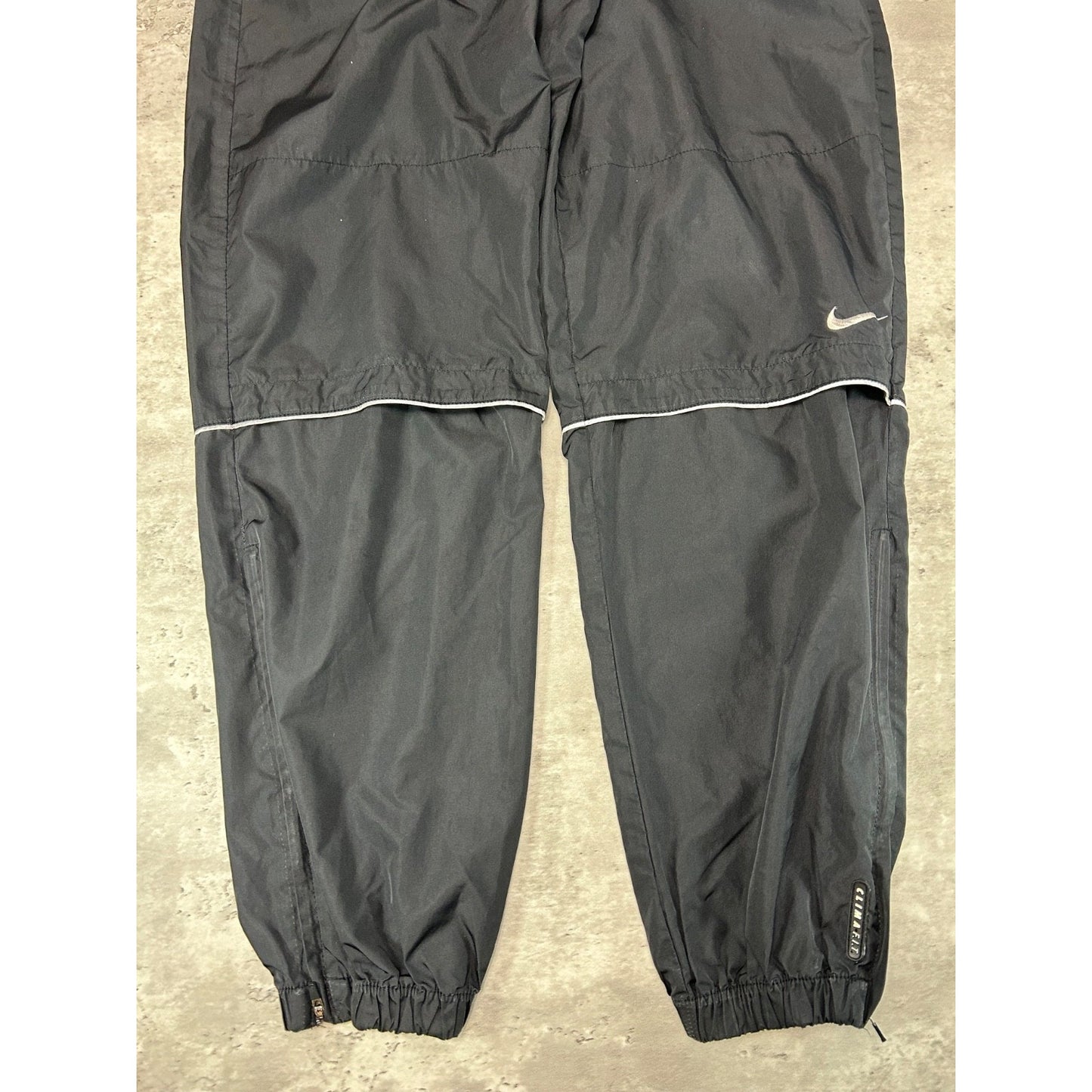 Vintage Nike Embroidered Swoosh Windbreaker Pants Size Small Black