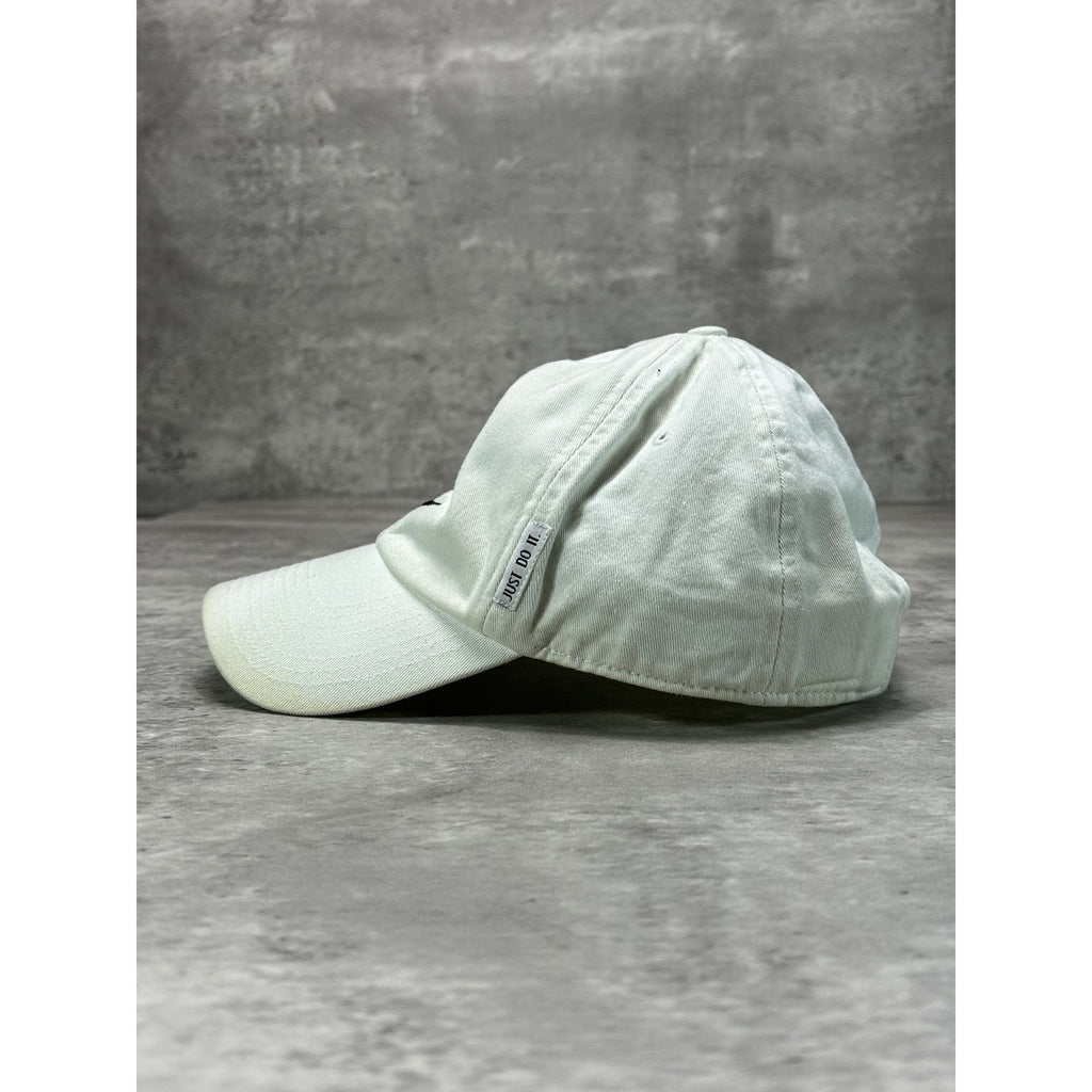 Vintage 2000s Nike Embroidered Mini Swoosh Strapback Hat OSFA White