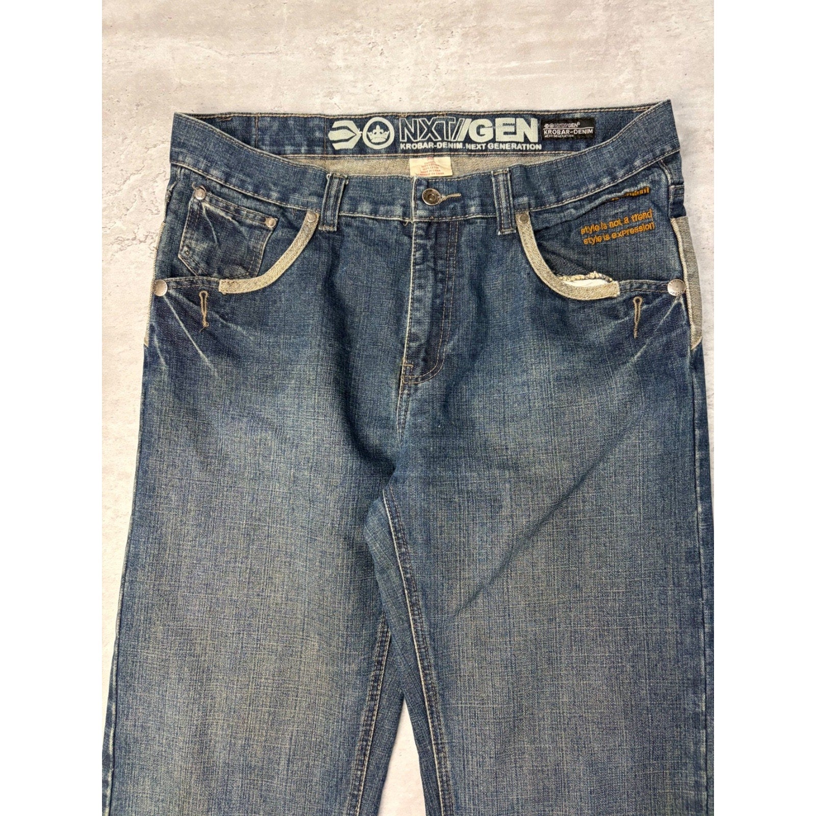 Vintage Y2K NXTGEN Embroidered Dark Wash Denim Pants Size 36