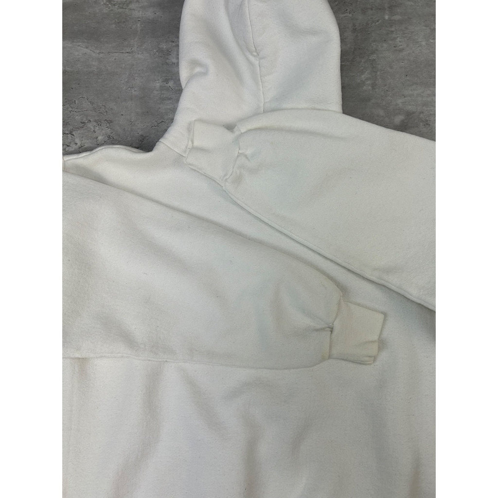 Vintage 90s JERZEES Blank Pullover Hooded White Sweatshirt Size Large