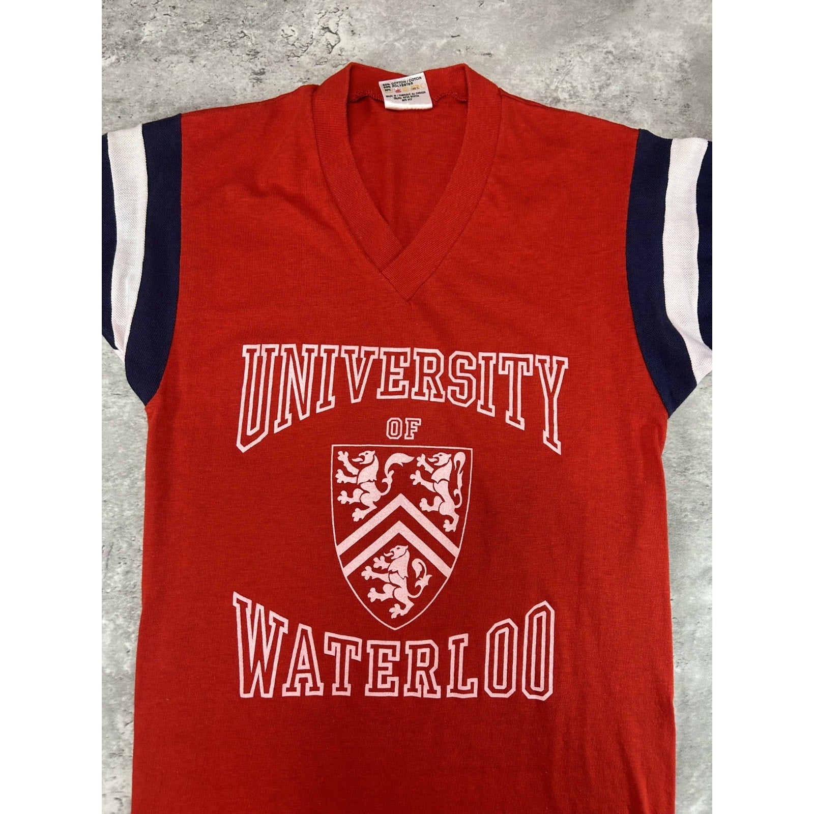 Vintage 70s/80s University Of Waterloo Collegiate Crest Football Jersey Sz Small