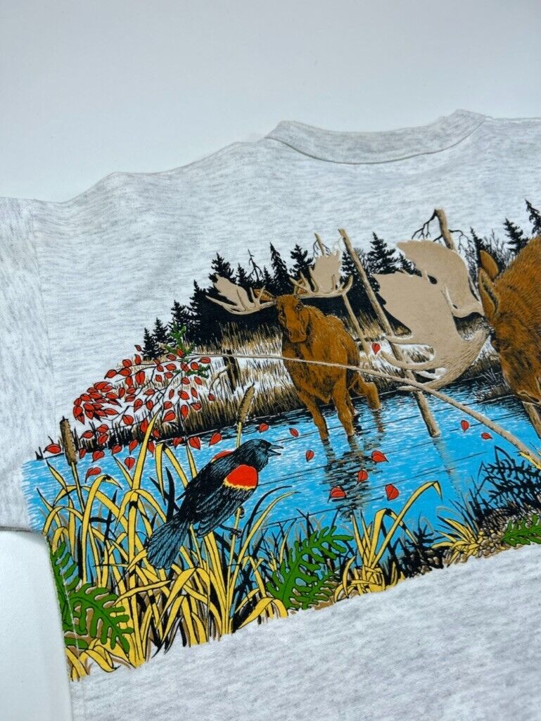 Vintage 90s Moffet Quebec Moose Nature Destination Graphic Sweatshirt Size Small