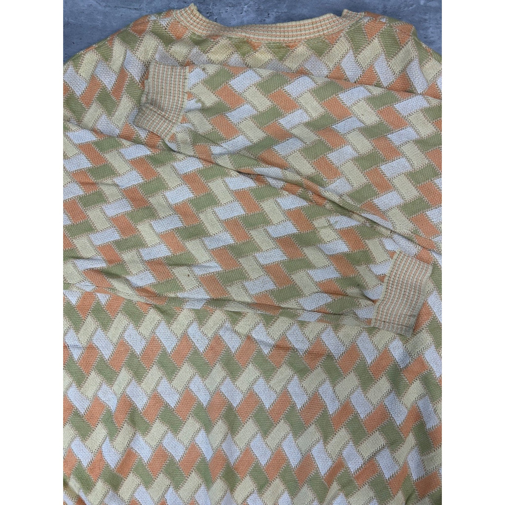 Vintage 90s Tosani Lightweight Zig Zag Print Pullover Knit Sweater Size XL