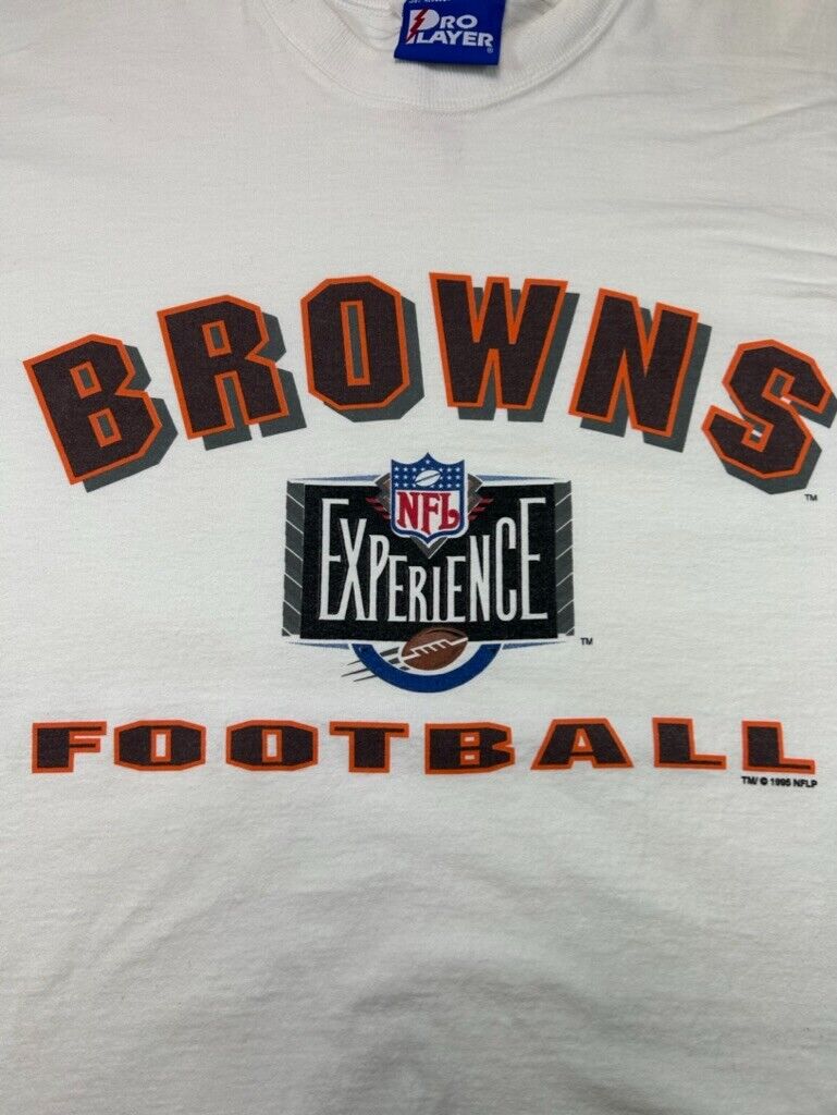 Vintage 1995 Cleveland Browns NFL Graphic Spell Out Pro Player T-Shirt Size XL