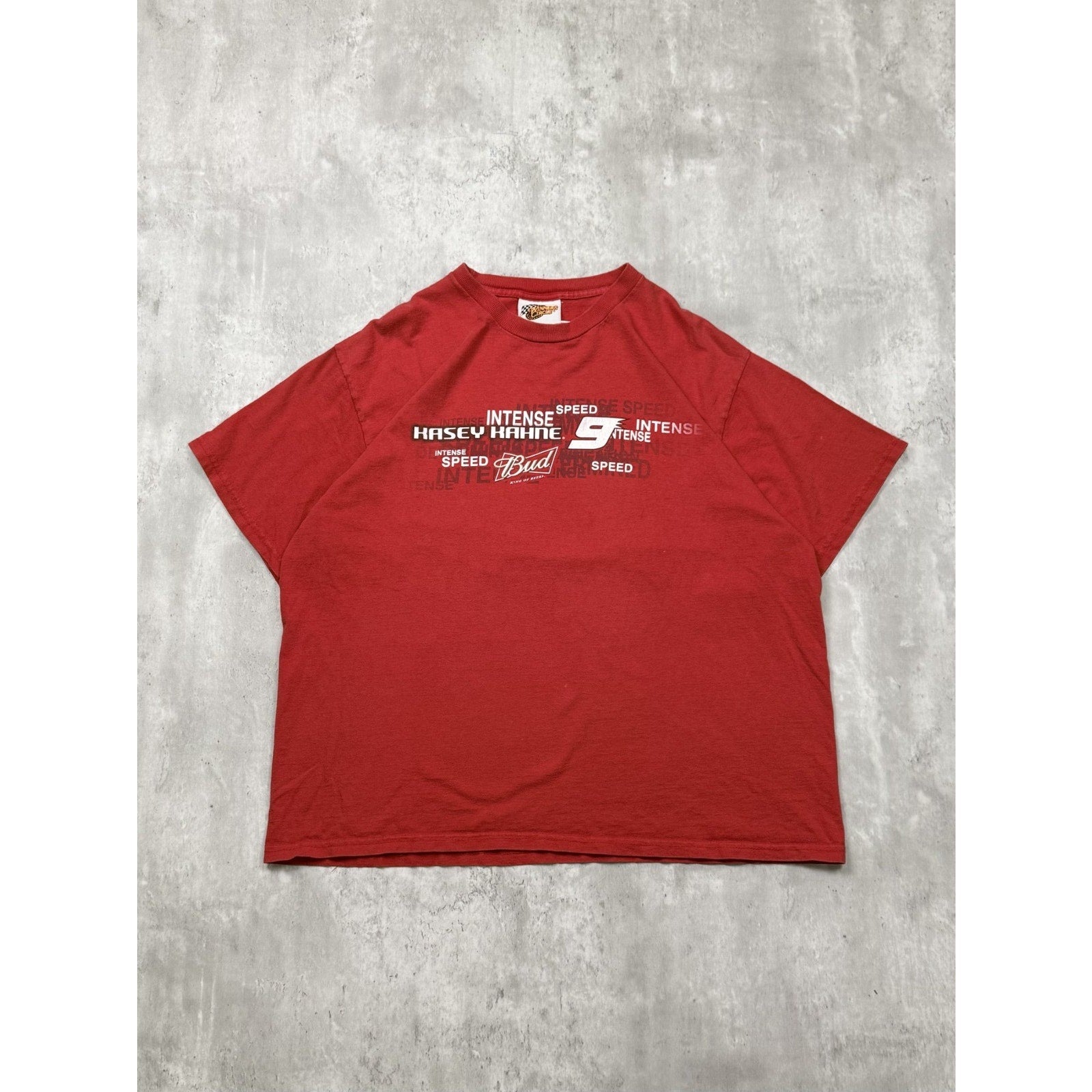Vintage Kasey Kane #9 Nascar Bud Racing Graphic Spellout T-Shirt Size XL