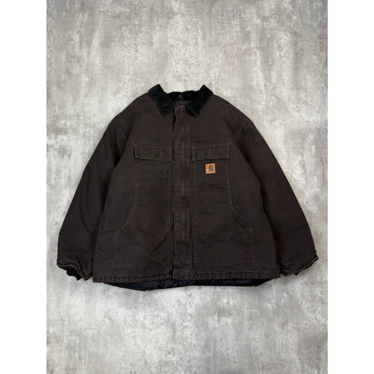 Vintage Carhartt Insulated Canvas Workwear Arctic Jacket Size 2XL Brown
