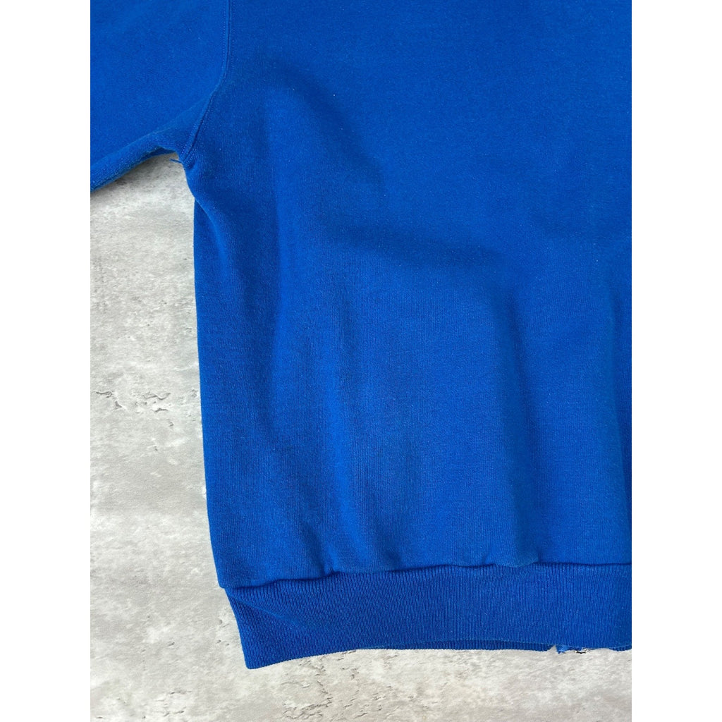 Vintage 80s Hanes Black Full Zip Blue Hooded Sweatshirt Size Large
