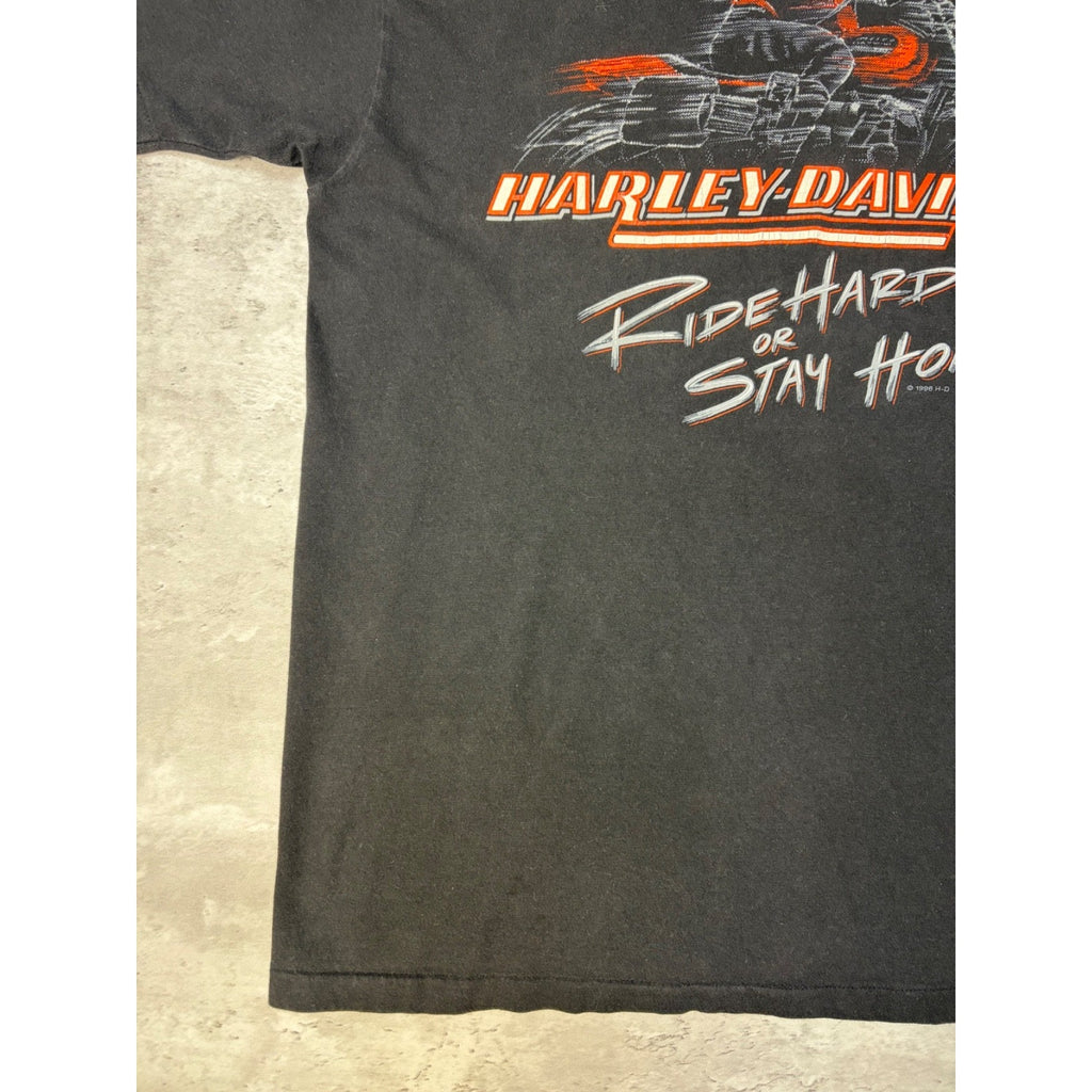 Vintage 1996 Harley Davidson Ride Hard Or Stay Home Motorcycle T-Shirt Sz Large