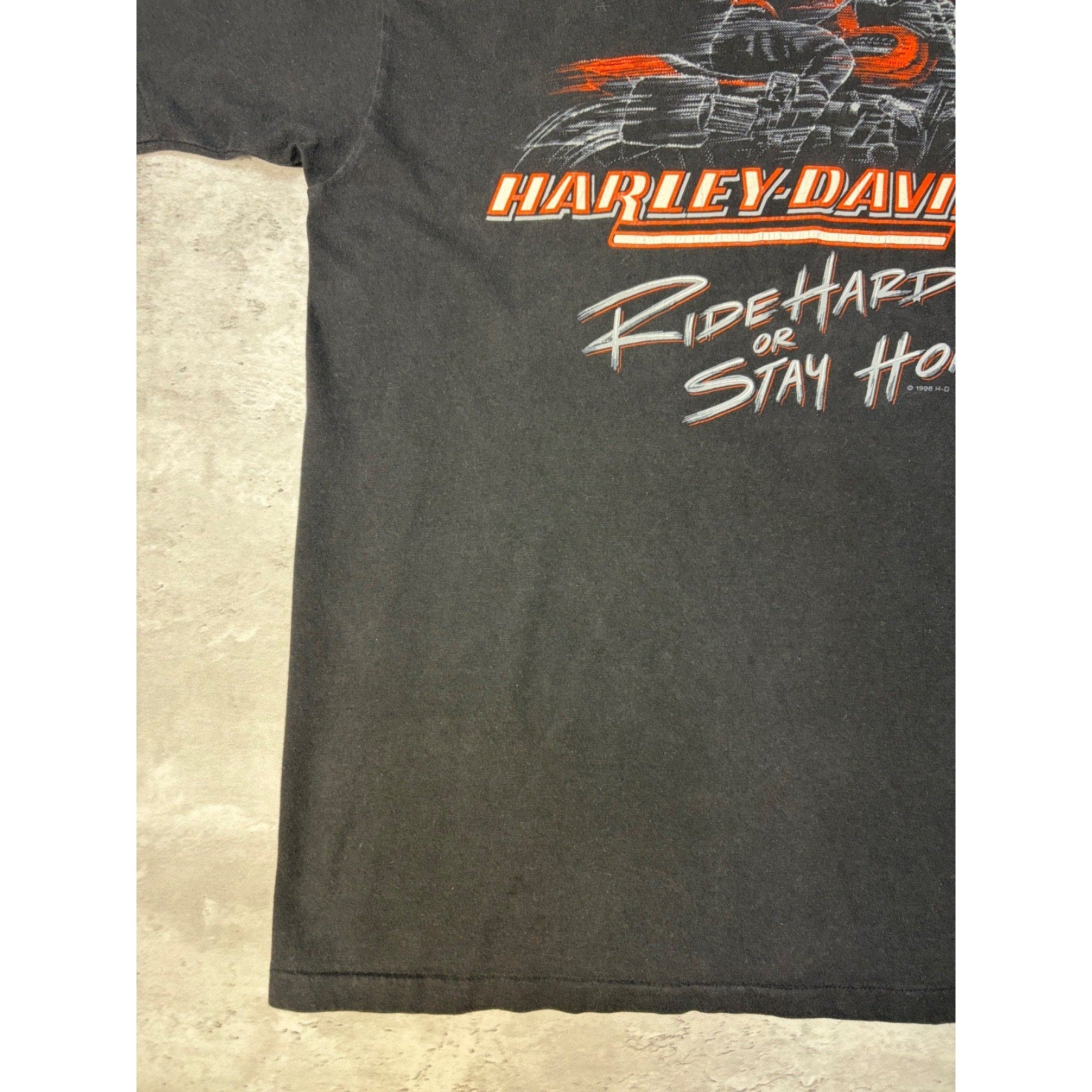 Vintage 1996 Harley Davidson Ride Hard Or Stay Home Motorcycle T-Shirt Sz Large