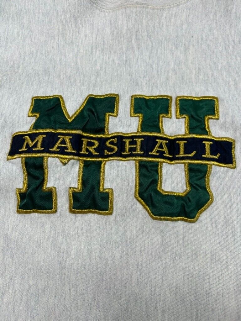 Vintage 90s Marshall University NCAA Embroidered Crewneck Sweatshirt Size Large