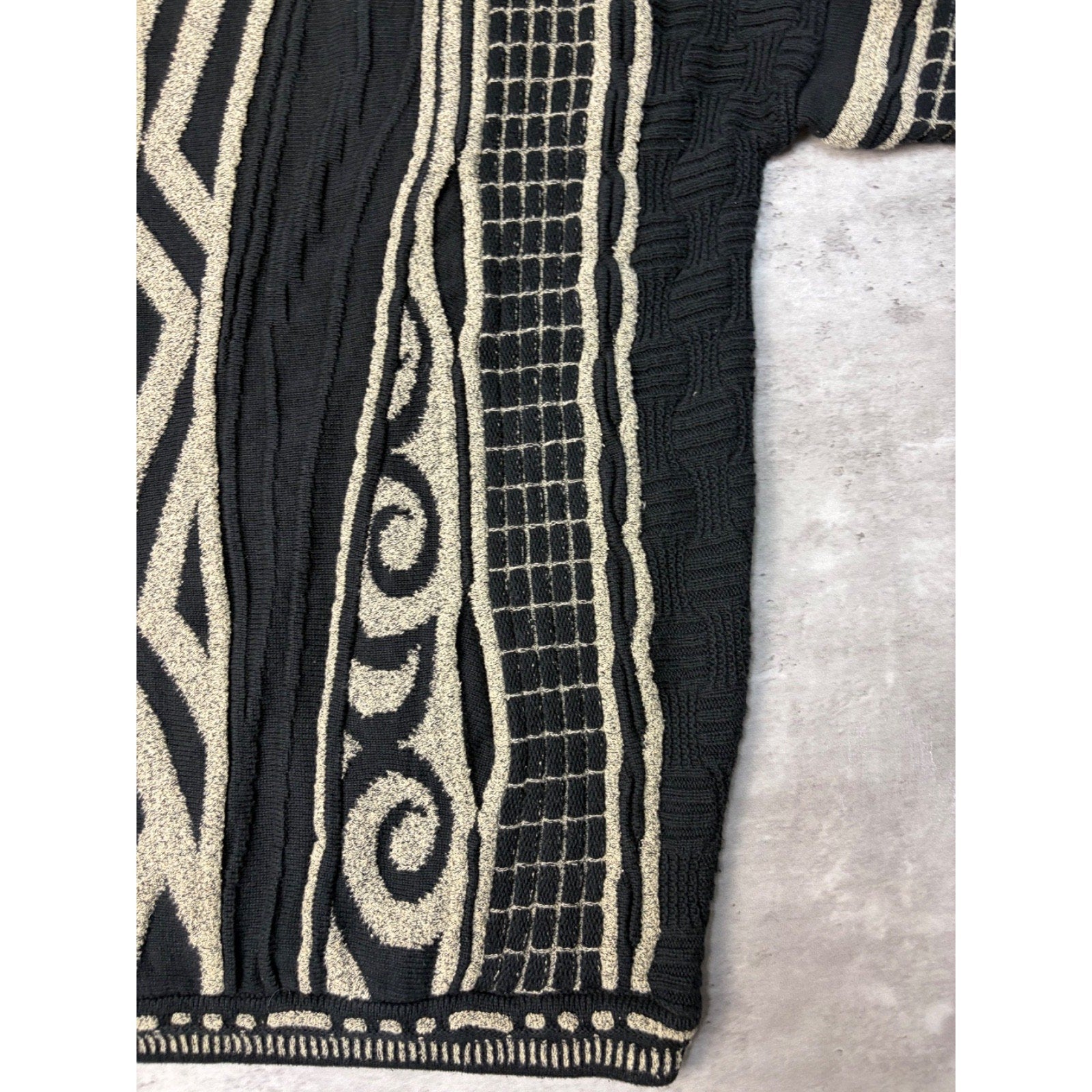 Vintage 90s Tundra 3D Abstract Print Pullover Ribbed Knit Sweater Size XL