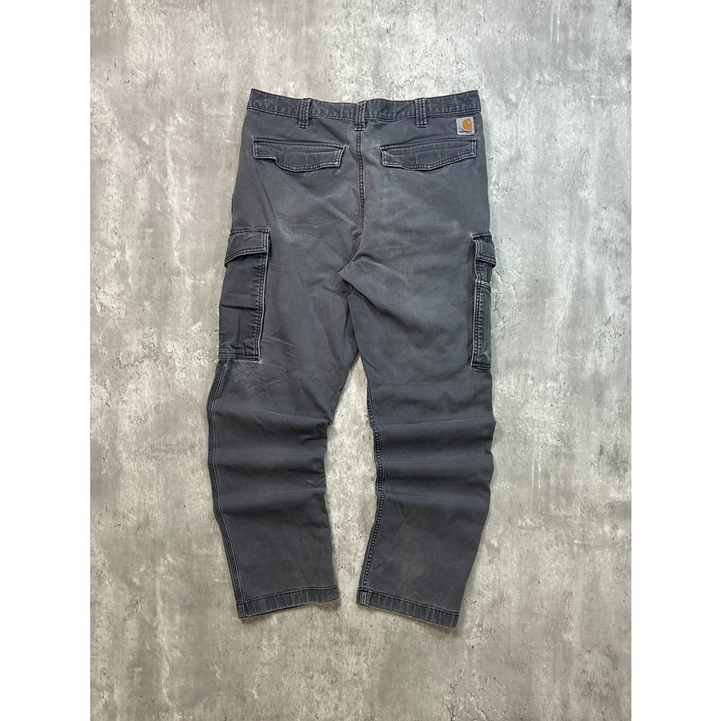 Carhartt Relaxed Fit Canvas Workwear Grey Cargo Pants Size 35