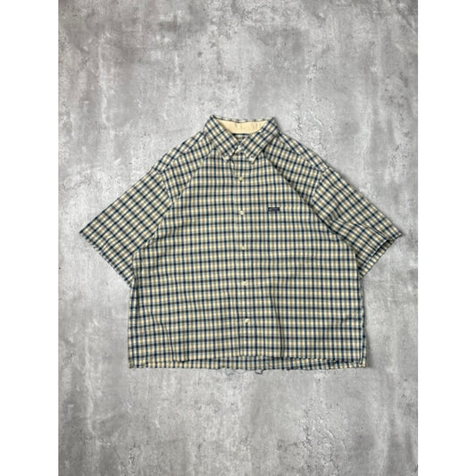 Vintage Chaps Plaid Lined Reworked Cropped Button Up Shirt Size Large