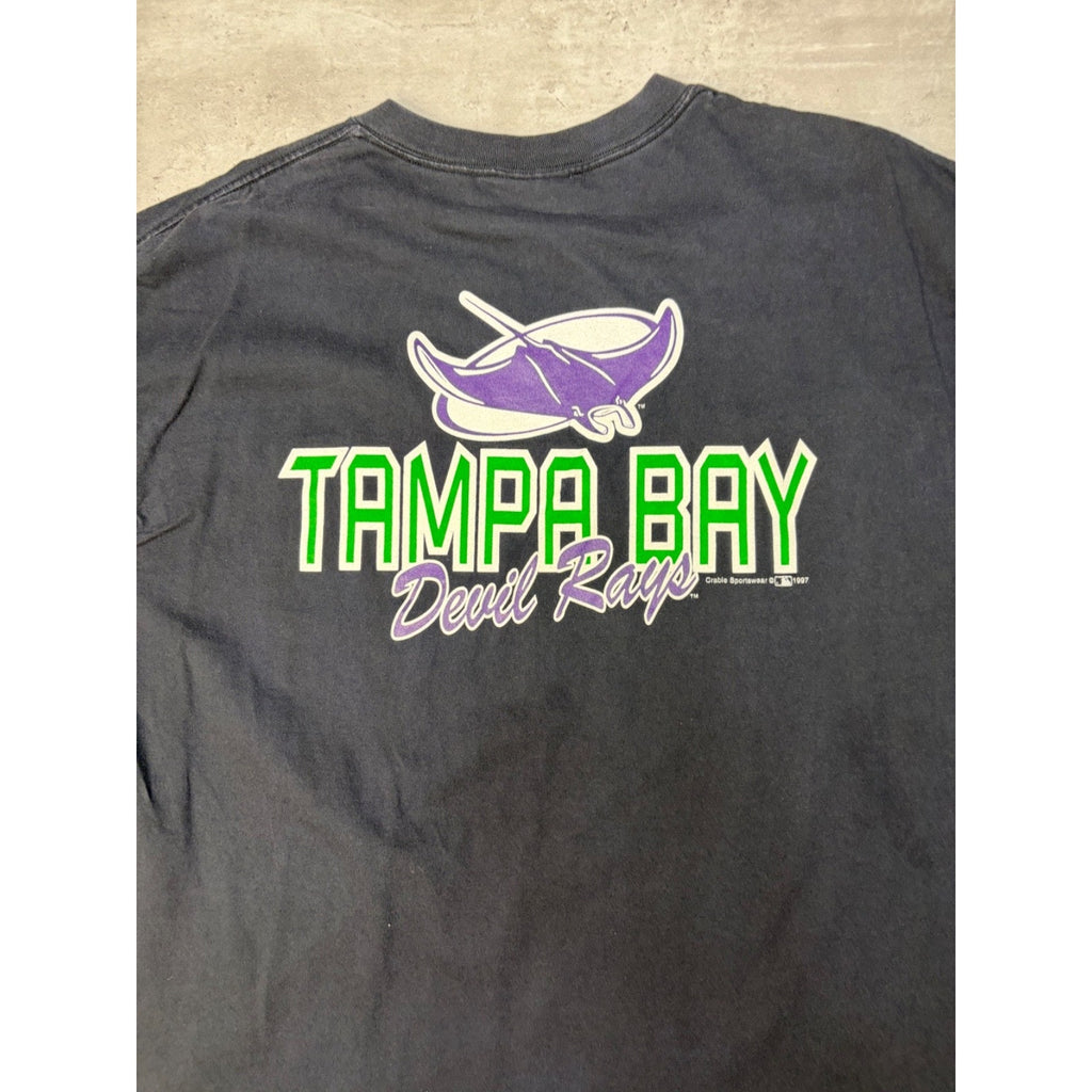 Vintage 1997 Tampa Bay Devil Rays MLB Graphic Spellout T-Shirt Size XL