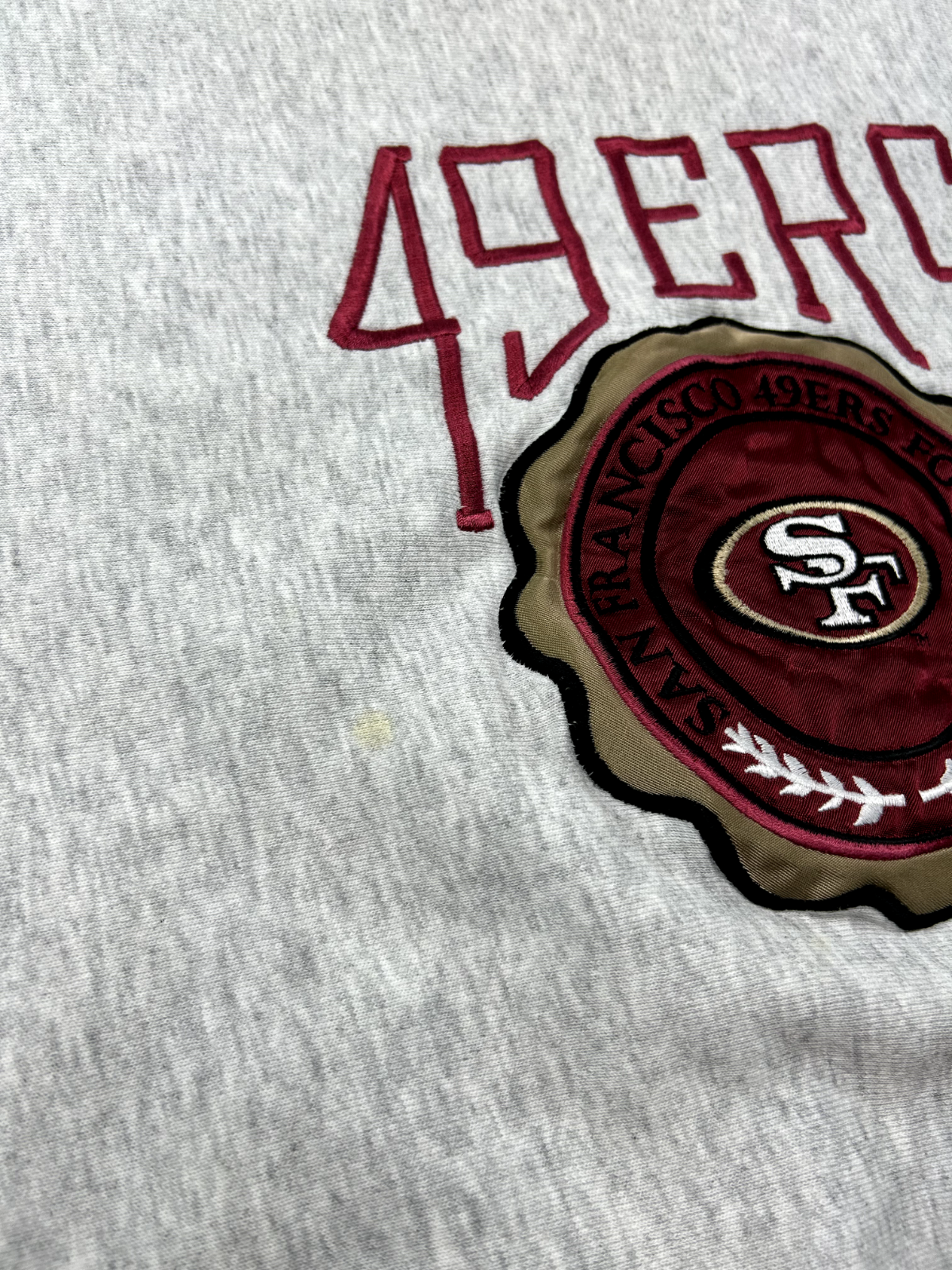 Vintage 90s San Francisco 49ers NFL Embroidered Crest Spellout Sweatshirt Sz XL