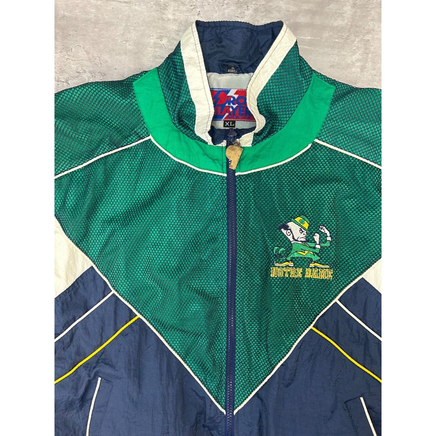 Vintage 90s Notre Dame Fighting Irish NCAA Full Zip Windbreaker Jacket Size XL