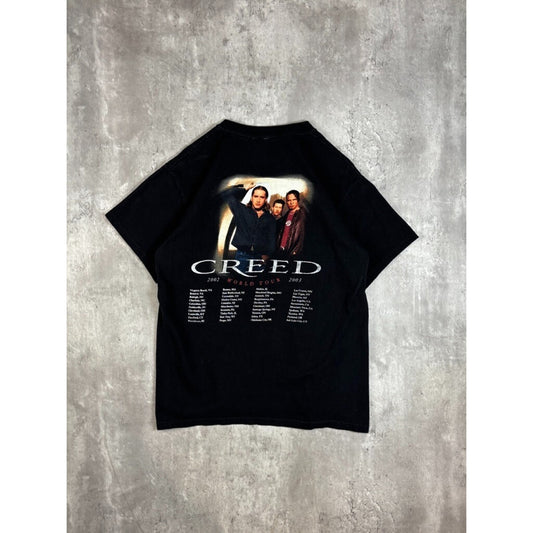 Vintage 2003 Creed World Tour Rock Music Graphic T-Shirt Size Medium Black