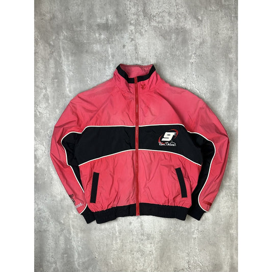 Bill Elliot #9 Nascar Two Tone Full Zip Nylon Racing Jacket Size Large Red