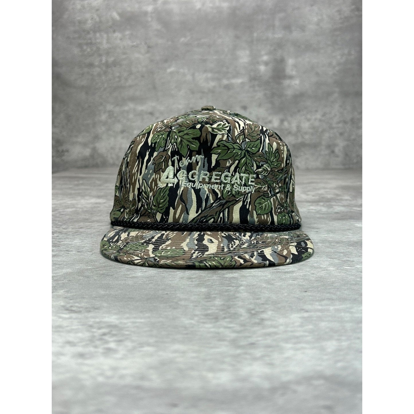 Vintage 90s Team Aggregate Embroidered Spellout Tree Camo Snapback Hat OSFA