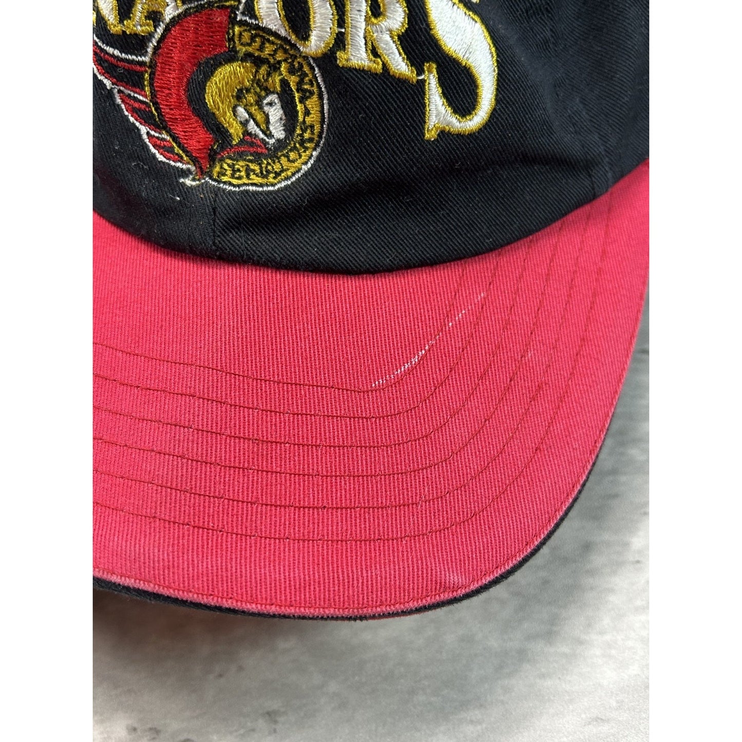 Vintage 90s Ottawa Senators NHL Embroidered Logo Spellout Strapback Hat OSFA