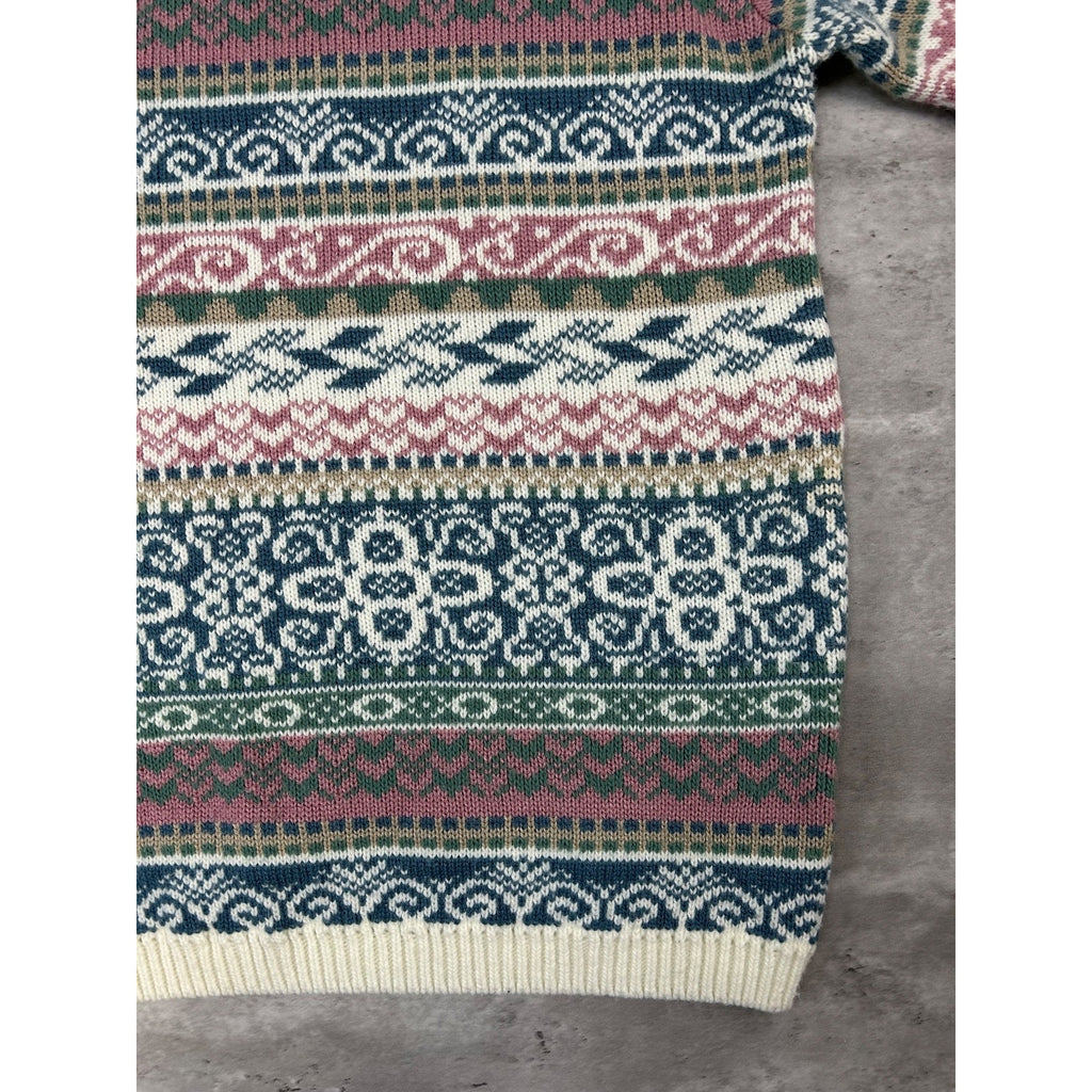 Vintage 90s Women's Alfred Dunner Abstract Striped Collared Knit Sweater Large