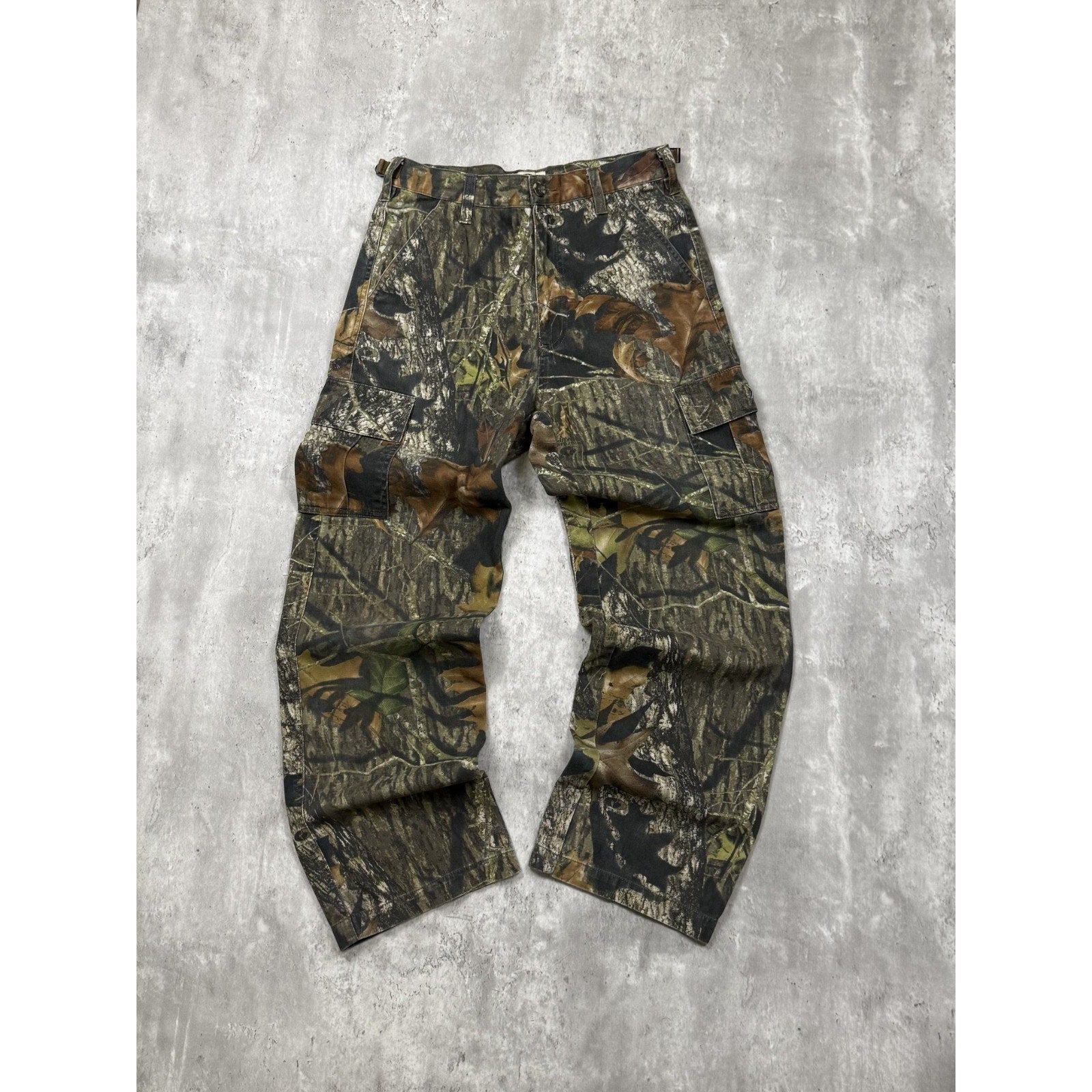 Vintage Mossy Oak Breakup Tree Camo Hunting Cargo Pants Size 29 YOUTH