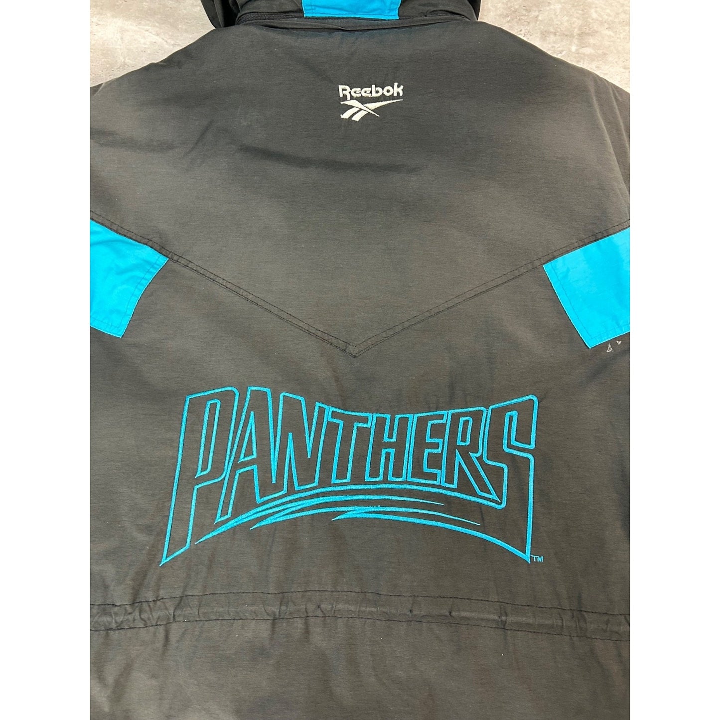 Vintage 90s Carolina Panthers NFL Reebok Insulated Long Jacket Jacket Size XL