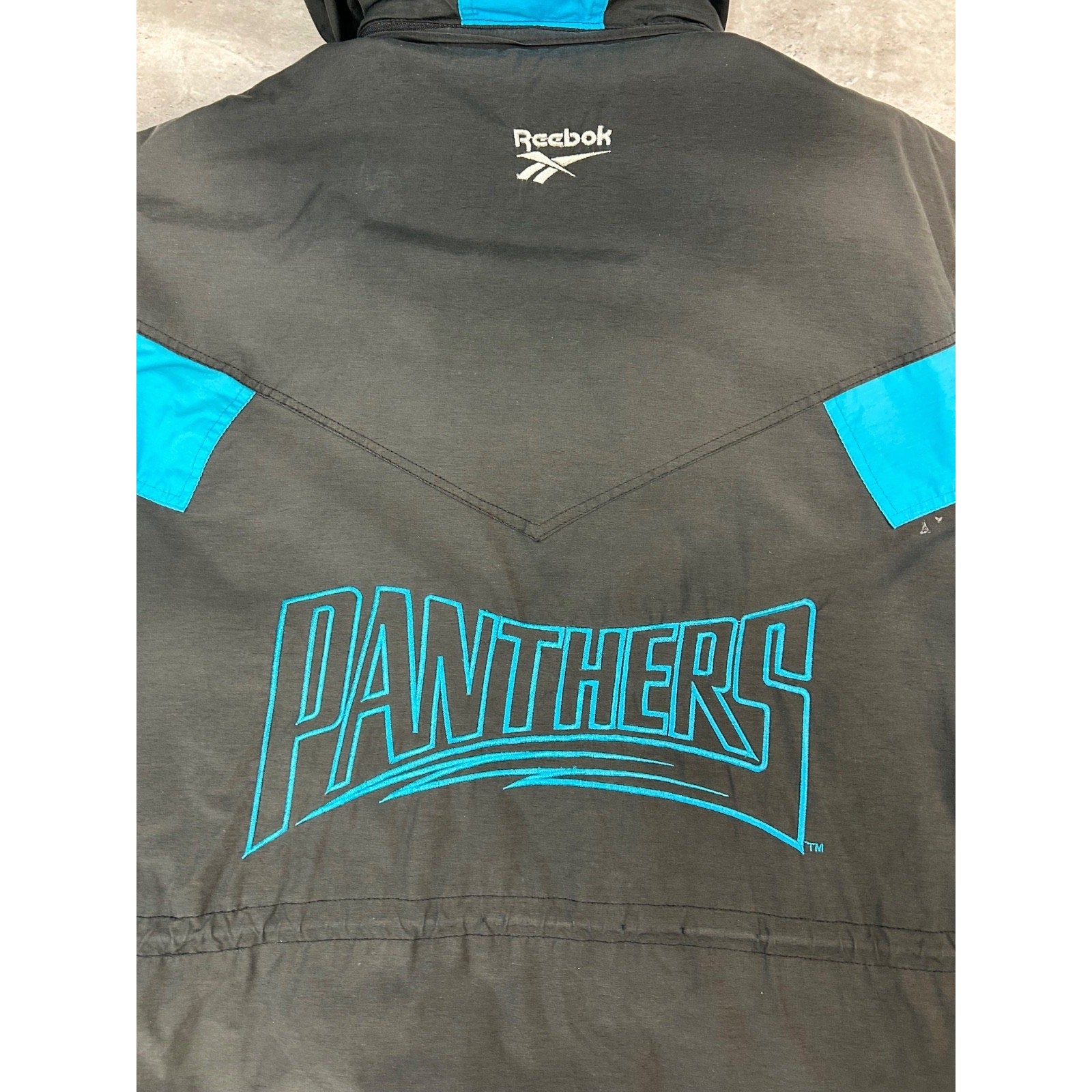Vintage 90s Carolina Panthers NFL Reebok Insulated Long Jacket Jacket Size XL