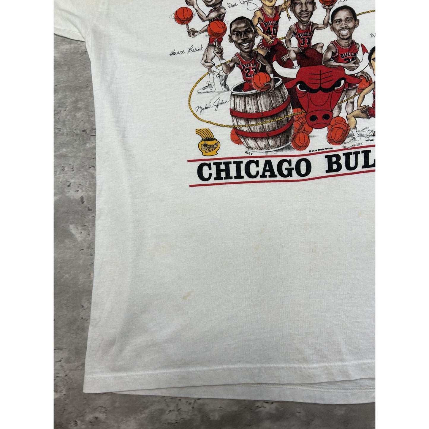 Vintage 80s/90s Chicago Bulls NBA Bulls Fever Caricature Graphic T-Shirt Size XL