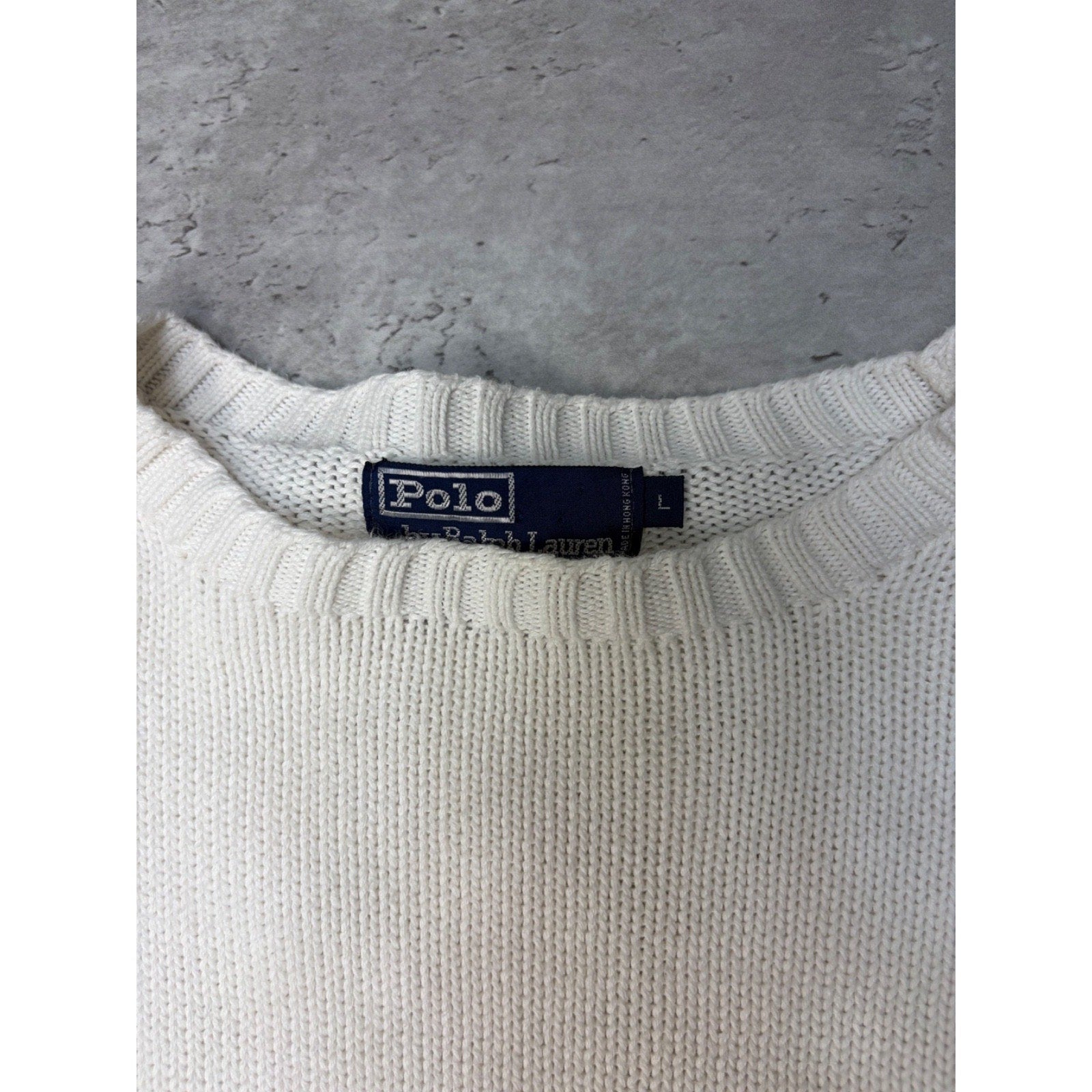 Vintage 90s Polo Ralph Lauren Embroidered Pony White Knit Sweater Size Large