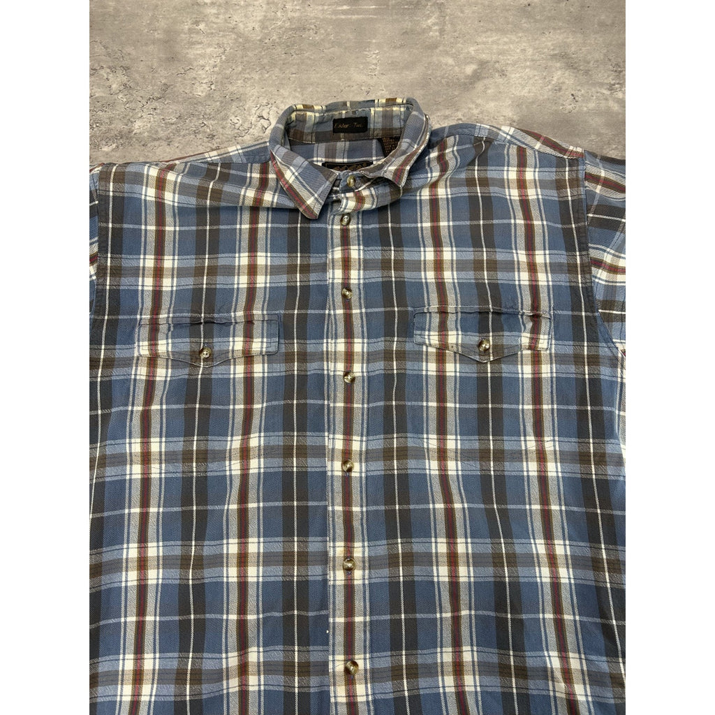 Vintage 90s Eddie Bauer Plaid Long Sleeve Double Pocket Button Up Shirt Medium