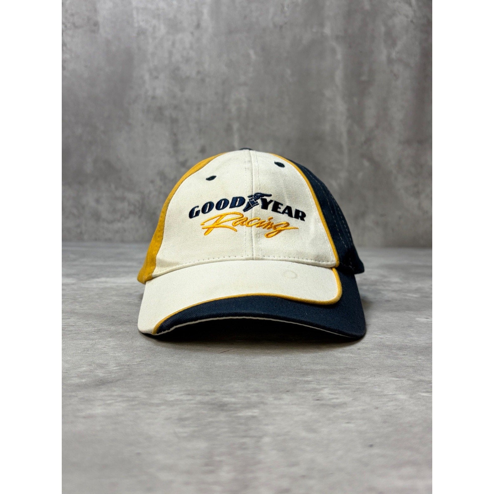 Vintage Goodyear Racing Embroidered Spellout Logo Nascar Strapback Hat OSFA